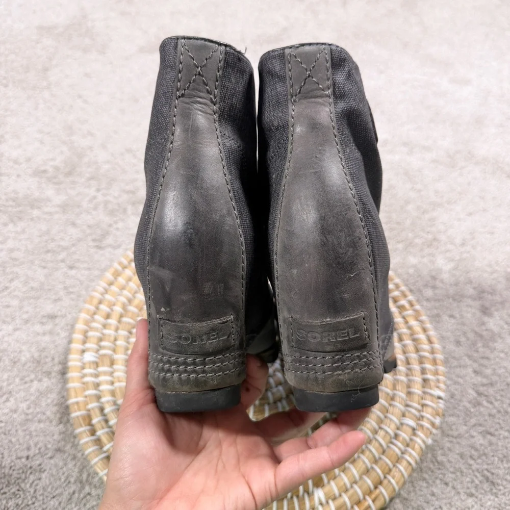 Sorel Women’s PDX Lexie Wedge Lace-Up Ankle Boots Bootie in Gray Quarry 10